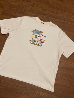 Vintage Bon Worth Embroidered Angel Shirt Size L